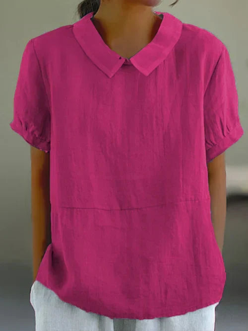 Zinnia - Linnen blouse met korte mouwen