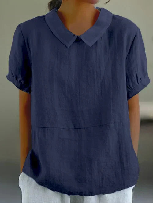 Zinnia - Linnen blouse met korte mouwen