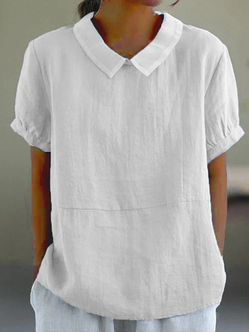 Zinnia - Linnen blouse met korte mouwen