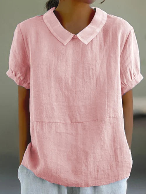 Zinnia - Linnen blouse met korte mouwen