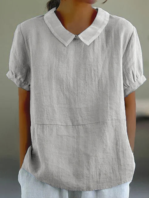 Zinnia - Linnen blouse met korte mouwen