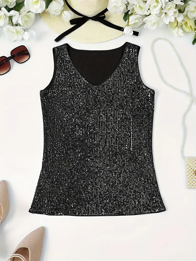 Uma - Elegante mouwloze top met paillette