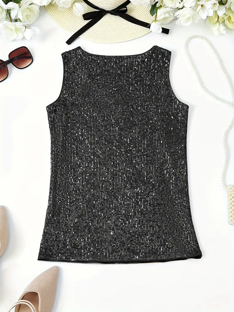 Uma - Elegante mouwloze top met paillette