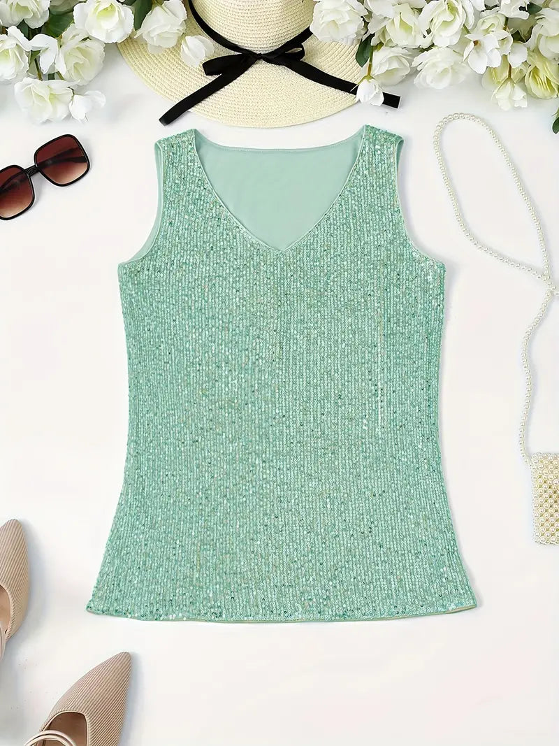 Uma - Elegante mouwloze top met paillette
