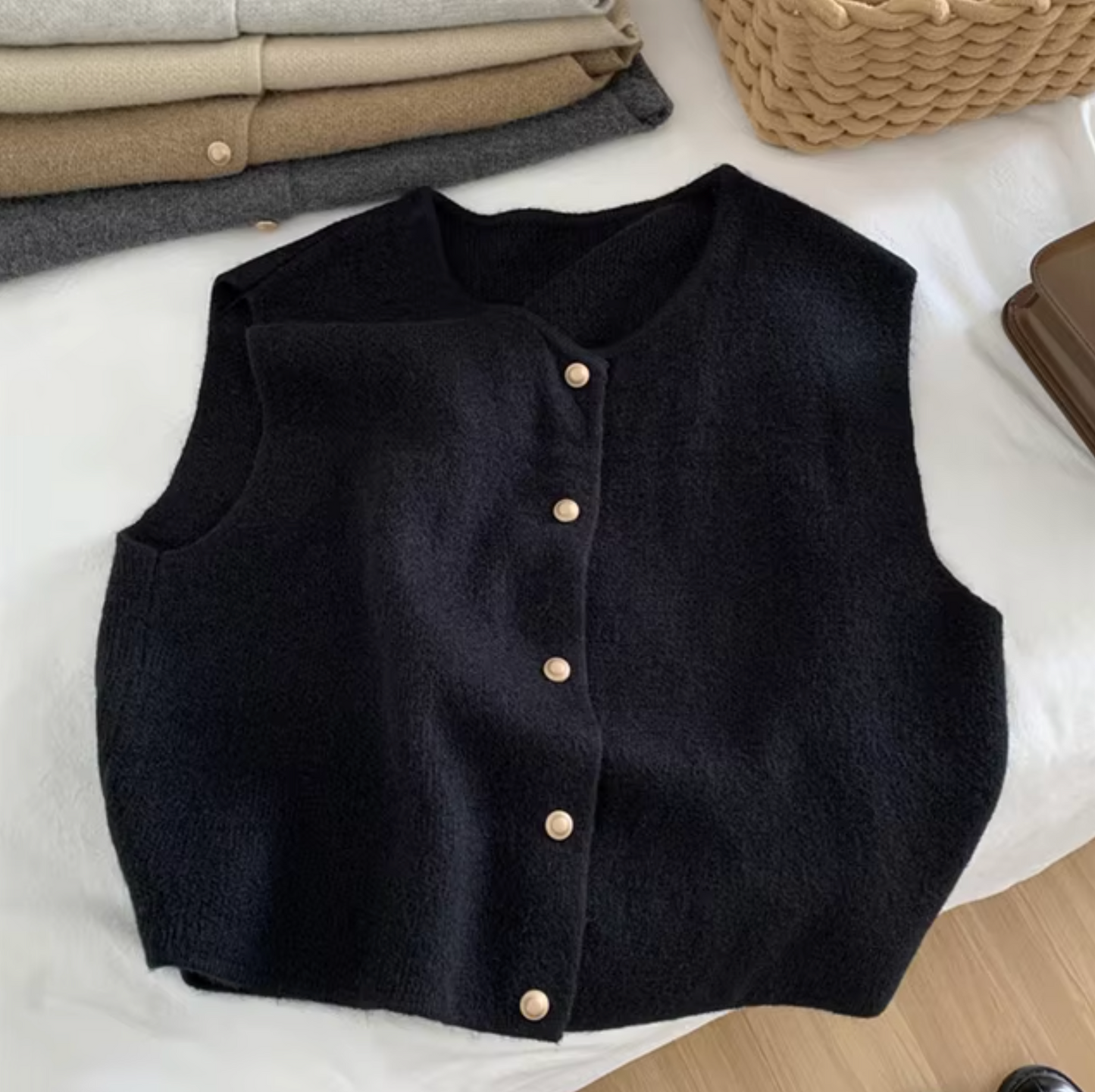 Annabeth – Gebreid mouwloos vest