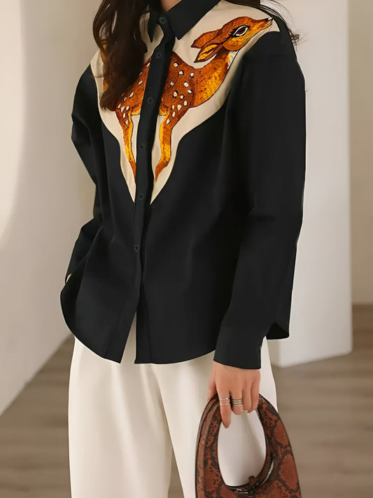 Anastasia | Elegante top met digitale print van Sika-Hirsch