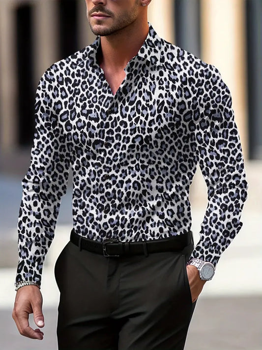 Anthony - Shirt met grafische print en luipaardmotief voor mannen