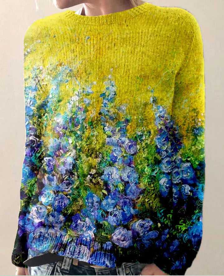 Sofia - Gebreide damestrui met 3D-bloemenprin