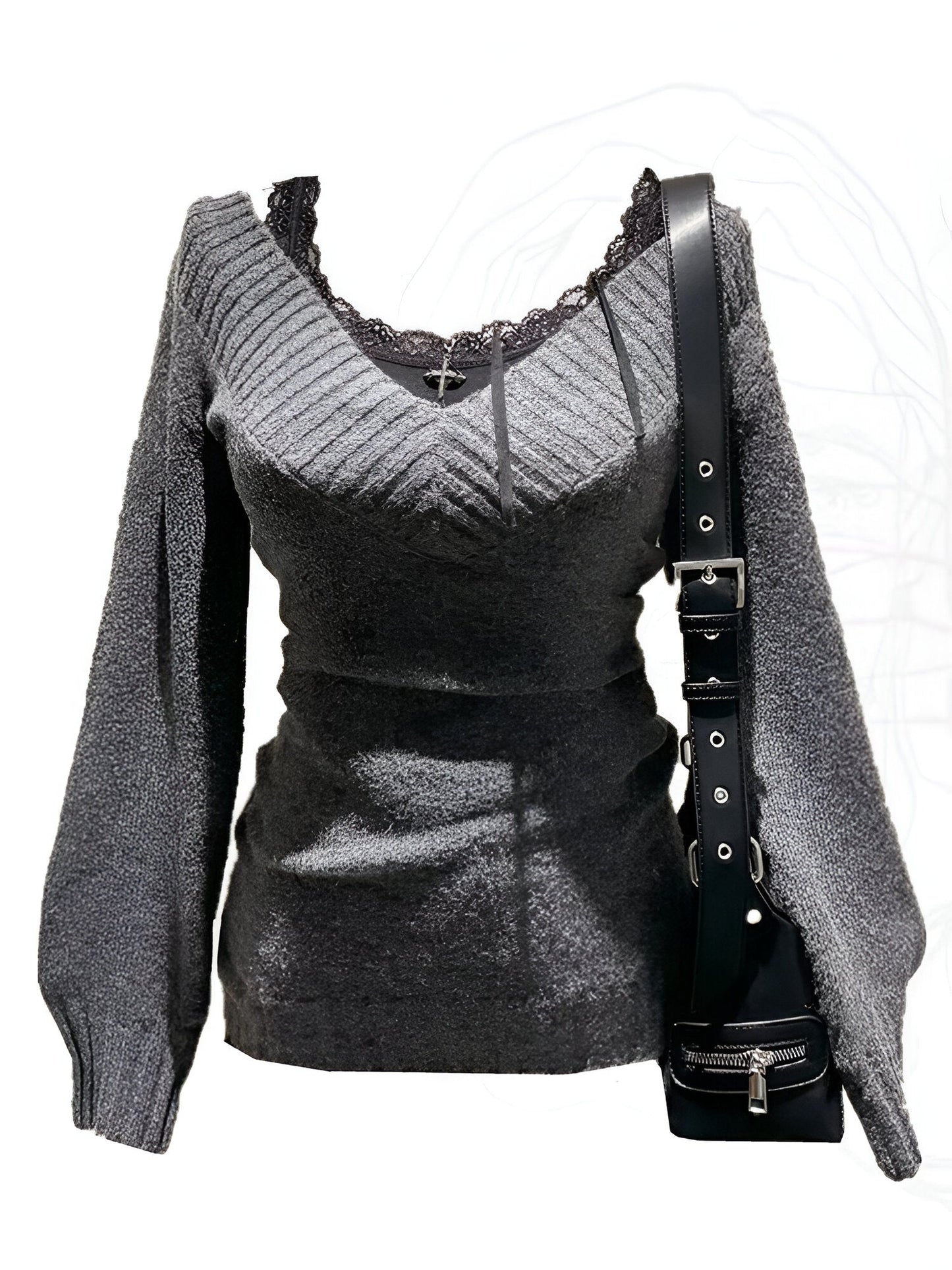 Klementine | Vrouw Gyaru Coquette V-hals Franse Vintage Trui Lange Mouw