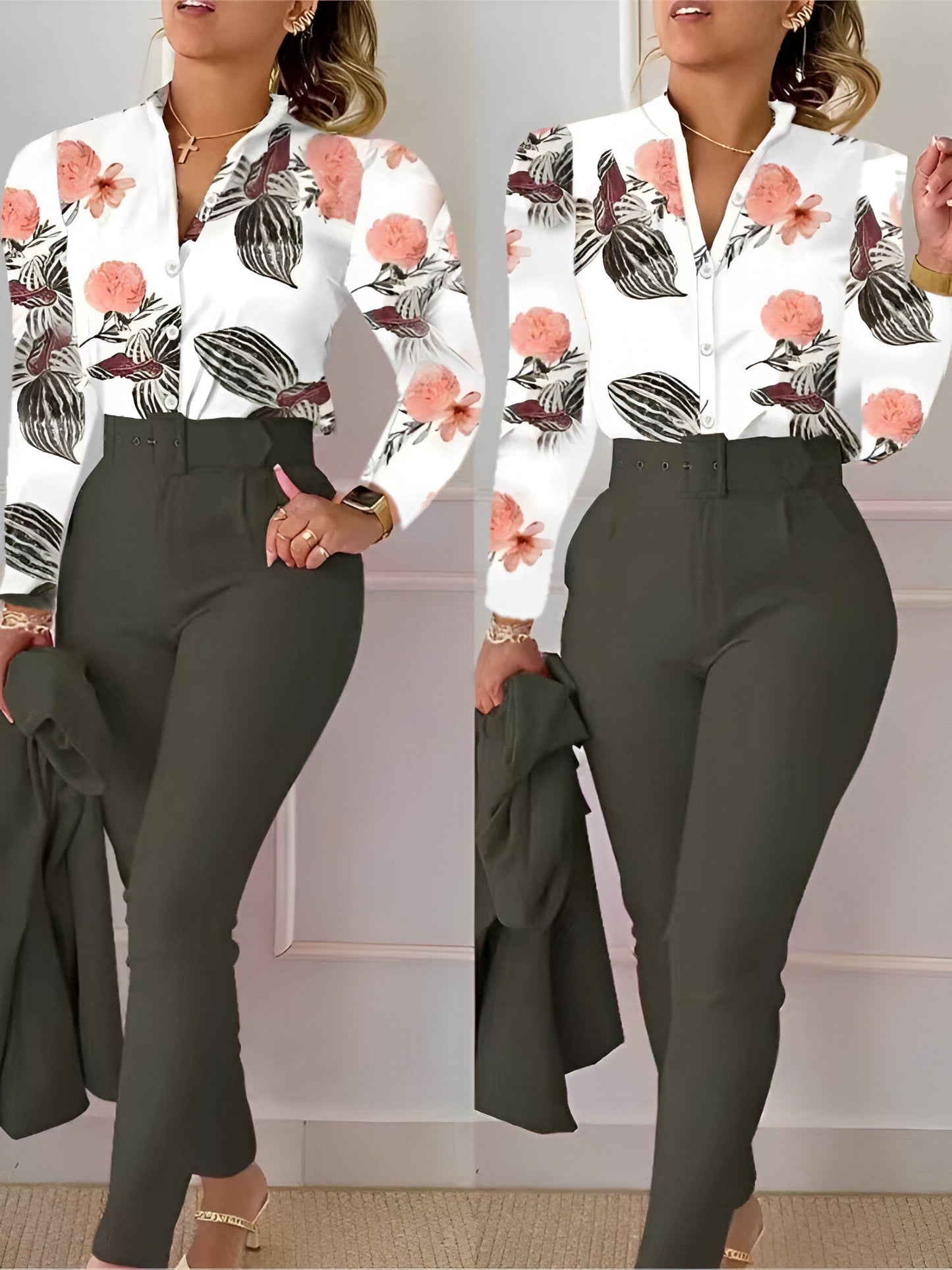 Aranka | Top met V-hals en broek met hoge taille (seizoen 1)