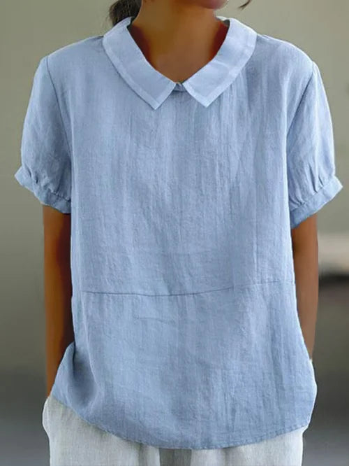 Zinnia - Linnen blouse met korte mouwen