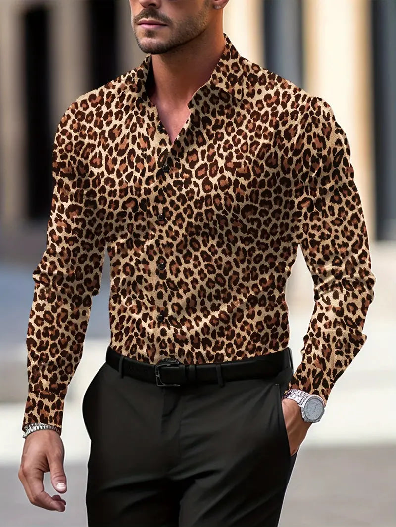 Anthony - Shirt met grafische print en luipaardmotief voor mannen