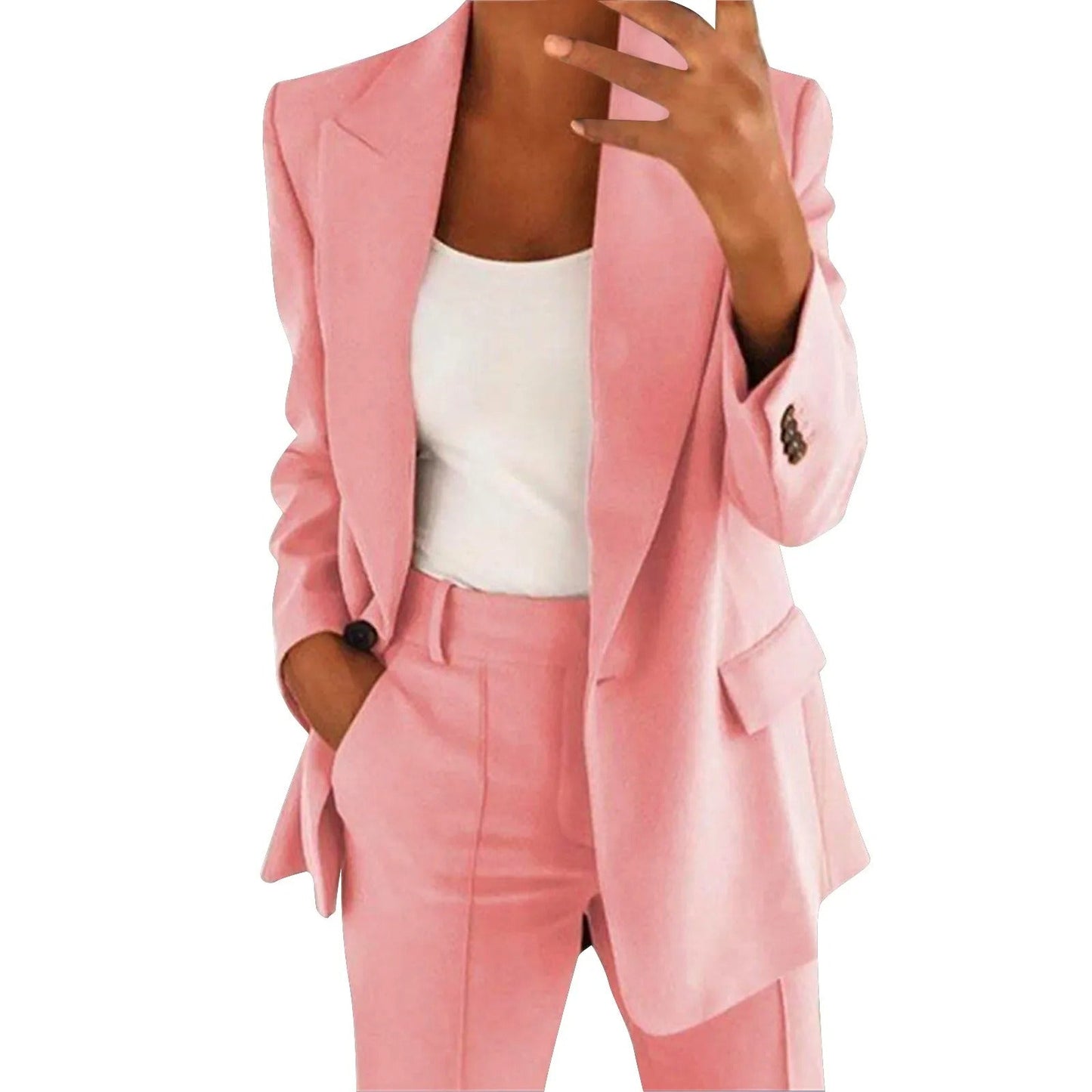 MiraSet - Dames Pak Set met Blazer en Pantalon in Effen Kleur