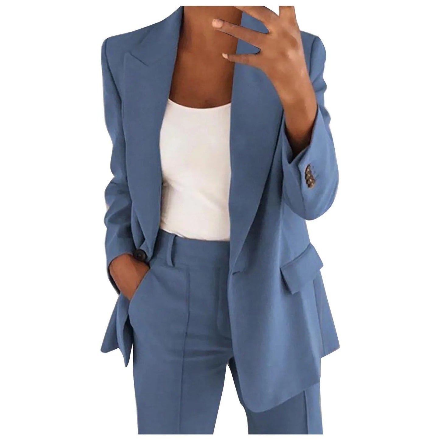 MiraSet - Dames Pak Set met Blazer en Pantalon in Effen Kleur