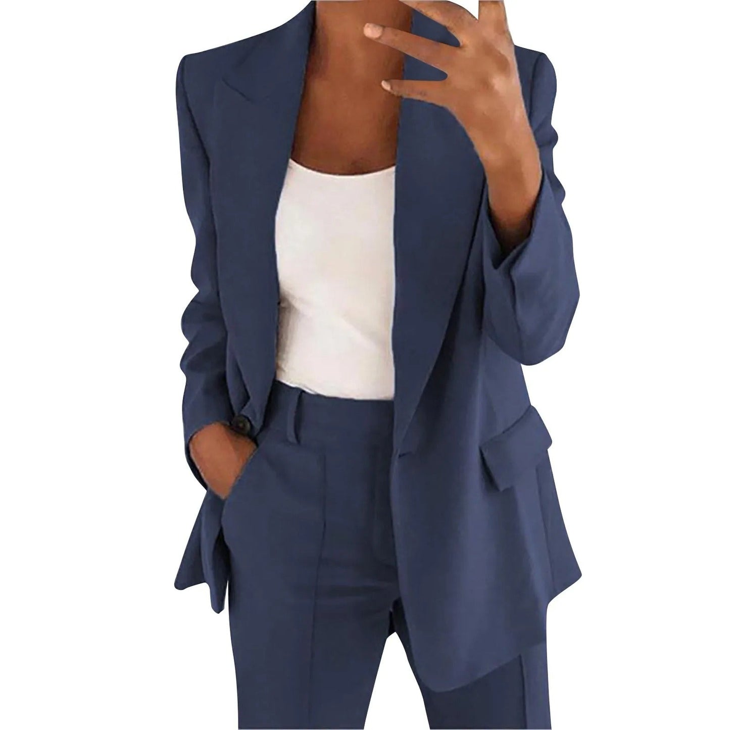MiraSet - Dames Pak Set met Blazer en Pantalon in Effen Kleur