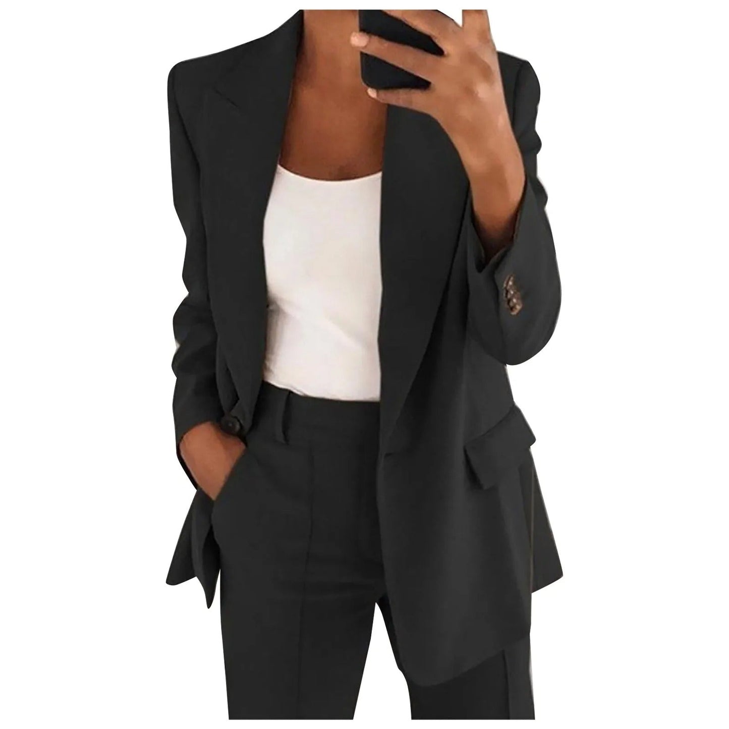 MiraSet - Dames Pak Set met Blazer en Pantalon in Effen Kleur