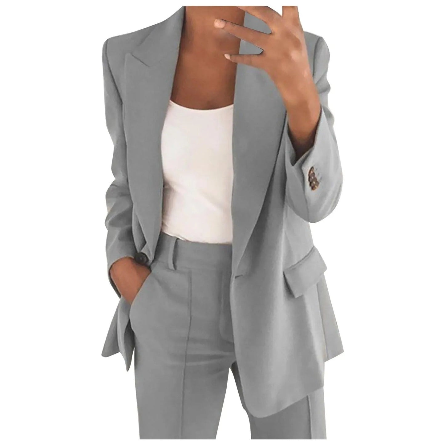 MiraSet - Dames Pak Set met Blazer en Pantalon in Effen Kleur