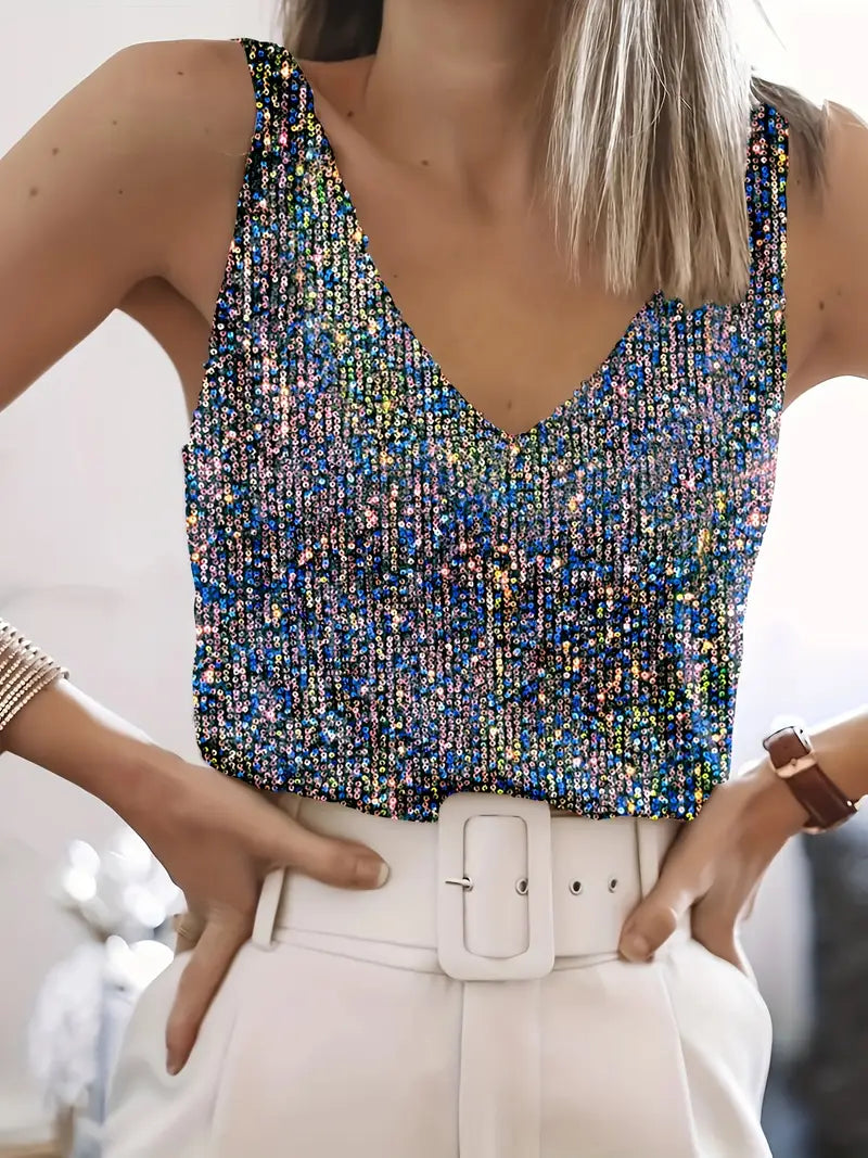 Uma - Elegante mouwloze top met paillette